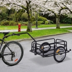 Aosom Folding Bicycle Cargo Trailer Utility Bike Cart Carrier Garden Patio Tool with Hitch Black