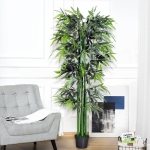 Outsunny 6FT Artificial Bamboo Tree Fake Decorative Plant with Nursery Pot for Indoor Outdoor Décor(c-3)