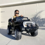 Aosom 12V Kids Electric Ride On Toy Truck Jeep Car With Remote Control 2 Speeds Lights Mp3 Lcd Indicator Black