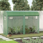 Outsunny 10' x 3' x 7' Tunnel Greenhouse Outdoor Walk-In Hot House with Roll-up Windows and Zippered Door, Steel Frame, PE Cover, Green