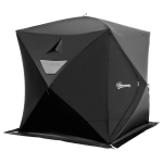 Outsunny Portable Ice Fishing 4-Person Tent Shelter with Ventilation Windows Air Breathers & Carry Bag - Black