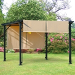 Outsunny 10' x 8' Outdoor Retractable Canopy Pergola Steel Frame Patio Pergola Shelter Sun Shade with Arc Roof, Beige(c-4)
