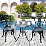 Outsunny Garden Cast Aluminum Cafe Bistro Set Outdoor Furniture Table & Chairs