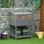 Outsunny Raised Garden Bed with PE Greenhouse Cover Outdoor Elevated Wood Planter Box for Herbs and Vegetables, Use for Patio, Backyard, Balcony, 48 x 22 x 46 inch(c-2)
