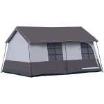 Outsunny 8-10 Man Camping Tent with Weatherproof Rain Cover, Double Layer Backpacking Family Shelter with Mesh Windows, Zipper Door, Portable Carry Bag for Hiking, Grey
