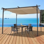 Outsunny 11.5’ Outdoor Pergola Gazebo Retractable Sun Shade Covered Backyard Patio Shelter