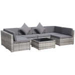 Outsunny 7-Piece Outdoor Patio Furniture Set with Modern Rattan Wicker, Charcoal Black