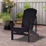 Outsunny Classic Adirondack Chair, Garden Deck Chair with Cup Holder for Patio, Indoor, Backyard, Black(c-7)