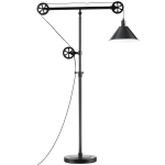 HOMCOM Industrial Floor Lamp for Living Room, Standing Lamp with Steel Frame, Black