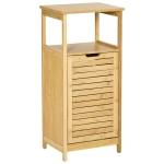 kleankin Bamboo Laundry Hamper Cabinet, Bathroom Storage Organizer with Tilt Out Laundry Basket for Dirty Clothes, Natural