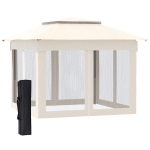 Outsunny 11' x 11' Pop Up Gazebo Outdoor Canopy Shelter with 2-Tier Soft Top, and Removable Zipper Netting, Event Tent with Large Shade, and Storage Bag, Beige