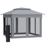 Outsunny 11' x 11' Pop Up Gazebo Outdoor Canopy Shelter with 2-Tier Soft Top, and Removable Zipper Netting, Event Tent with Large Shade, and Storage Bag, Grey