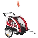 Aosom Folding Child/Pet Bike Baby Trailer with Safety Flag, Light Reflectors, & 5 Point Harness, Red
