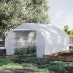 Outsunny 15'x10'x7' Greenhouse Gardening Planting Shed White