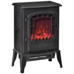 HOMCOM Freestanding 1500W Electric Fireplace Heater w/ Realistic Flame Effect, Black