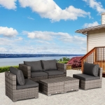 Outsunny 8pc Outdoor Patio Furniture Set All Weather Wicker Rattan Sofa Chair