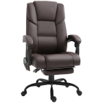 Vinsetto High Back Massage Office Desk Chair with 6-Point Vibrating Pillow, Computer Recliner Chair with Retractable Footrest, and Adjustable Lumbar Support, Brown