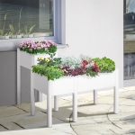 Outsunny 46'' x 34'' x 33'' Raised Garden Bed w/ Non-woven Fabric, Outdoor Wood Elevated Planter Box Kit, DIY Freestanding Plant Stand for Vegetables, Herb and Flowers