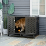 PawHut 45'' Heavy Duty Dog Pet Crate Kennel Cage Playpen Metal W/ Tray Castor