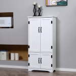 HOMCOM Accent Floor Storage Cabinet Kitchen Pantry with Adjustable Shelves and Doors, White