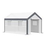 Outsunny 12' L x 7' W x 7' H Outdoor Walk-In Tunnel Greenhouse Garden Warm Hot House with Roll Up Windows, Zippered Door, & Weather Cover
