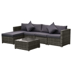 Outsunny 6 Pieces Outdoor PE Rattan Sofa Set, Sectional Conversation Wicker Patio Couch Furniture Set with Cushions and Coffee Table, Grey