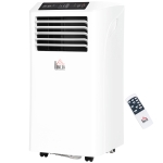 HOMCOM 10000 BTU Mobile Portable Air Conditioner with Cooling, Dehumidifier, and Ventilating with Remote Control, 2 Speed Fans, 24-Hour Timer for Bedroom, Living Room, Home Office, White