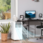 HOMCOM 8000BTU Mobile Portable Air Conditioner with Cooling, Dehumidifier, and Ventilating with Remote Control, 2 Speed Fans, 24-Hour Timer for Bedroom, Living Room, Home Office, White