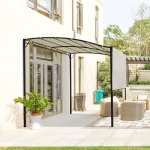 Outsunny Patio Metal Gazebo Wall Mount Door Window Awning Outdoor Shelter- Cream White