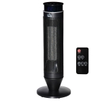 HOMCOM 2-In-1 Tower Heater, Indoor Electric Space Heater with Oscillation, Remote Control, 8H Timer, Three Heating Modes(High, Low, Fan), 750W/1500W
