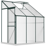 Outsunny Walk-In Garden Greenhouse Aluminum Polycarbonate with Roof Vent for Plants Herbs Vegetables 6' x 4' x 7' Green