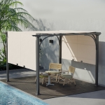 Outsunny 10' x 8' Outdoor Retractable Canopy Pergola Steel Frame Patio Pergola Shelter Sun Shade with Arc Roof, Beige(c-6)