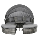Outsunny 4 PCS PE Rattan Wicker Patio Lounge Set, Round Sofa Bed w/ Adjustable Coffee Table