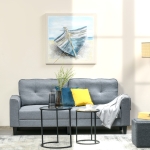HOMCOM Hand-Painted Canvas Wall Art, Painting Artwork Blue Boat in the Beach for Living Room Bedroom Decor, 35.5" x 35.5"