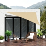 Outsunny Triangle 12’ Canopy Sun Sail Shade Garden Cover UV Protector Outdoor Patio Lawn Shelter with Carrying Bag (Sand)
