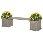 Outsunny Raised Garden Bed Plant Stand Wooden Garden Planter & Bench Combination Garden Raised Bed for Patio Park, 69.25" x 15" x 15.75", Grey