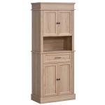 HOMCOM Traditional Freestanding Buffet with Hutch, Kitchen Pantry Cabinet Cupboard with Doors and Drawer, Adjustable Shelving, Oak