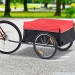 Aosom Bicycle Cargo Trailer Cart Carrier Garden Use w/ Cover Black/Red