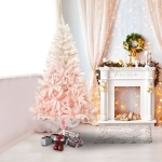 HOMCOM 5ft Artificial Christmas Tree Home Decoration Automatic Open White and Pink