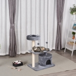 PawHut 81cm/32" Multi-level Cat Tree Scratcher Kitty Activity Center,Condo, Perch, Jumping Platforms,Toys Grey