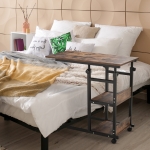 HOMCOM Industrial Mobile Sofa Side Table C-Shaped Rolling Cart with 3-Tier Storage Shelving, Adjustable Height, Wheels