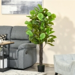HOMCOM 5FT Artificial Fiddle Leaf Fig Tree Faux Decorative Plant in Nursery Pot for Indoor Outdoor Décor