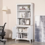 HOMCOM 70" Kitchen Buffet Hutch with 3-tier Shelving Double-door Storage Pantry Cabinet, Sideboard with Adjustable Shelves Microwave Oven Countertop, White