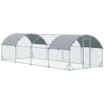 PawHut Galvanized Large Metal Chicken Coop Cage Walk-in Enclosure Poultry Hen Run House Playpen Rabbit Hutch with Cover 9.2' x 25' x 6.5' - Silver