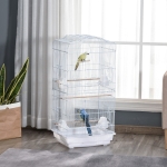 PawHut 36" Bird Cage Macaw Play House Cockatoo Parrot Finch Flight Cage 2 Doors Perch 4 Feeder Pet Supplies White