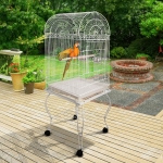 PawHut 60-inch Large Bird Parrot Cage Rolling Cockatiel Finch Macaw Aviary Cage with 2 Stainless Steel Cup Pet Furniture White
