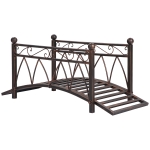 Outsunny 3.3' Classic Garden Metal Bridge with Safety Railings Arc Footbridge, Decorative Pond Bridge for Backyard Creek Stream, Black