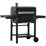 Outsunny Charcoal Grill BBQ with Adjustable Charcoal Height, Portable Barbecue Smoker with Folding Shelves, Thermometer, Bottle Opener, and Wheels for Outdoor Camping, Picnic, Patio and Backyard