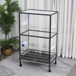 PawHut 30x20.5x54-Inch Bird Cage Parrot Macaw Finch Cockatoo Flight Cage with Wheels Black/White