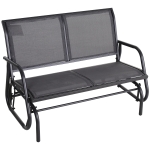 Outsunny Outdoor Double Rocking Chair with a Comfortable Sling Fabric Backing, Steel Frame, & Curved Rocking Arms